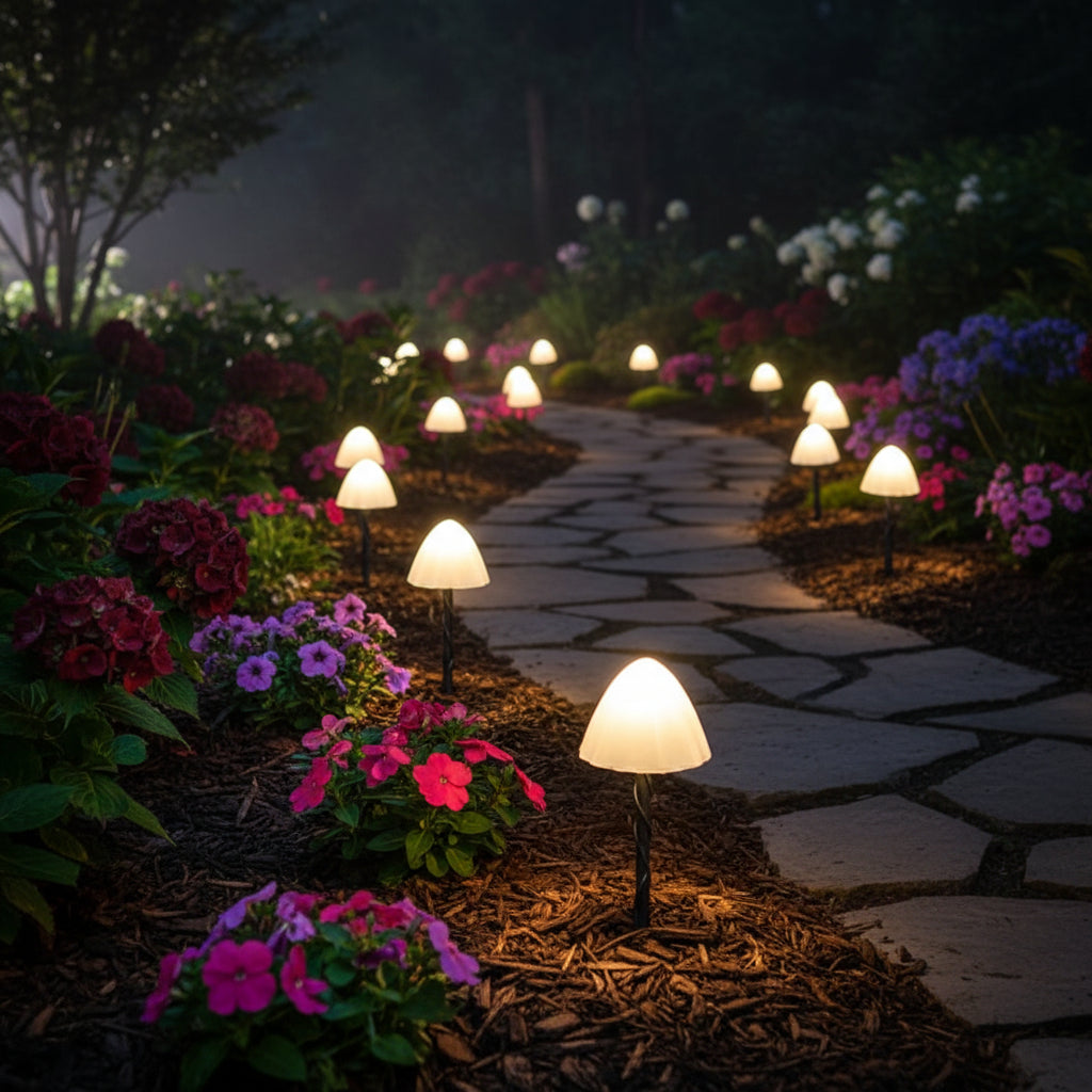 Luces Solares de Jardín con Forma de Seta, Estacas LED