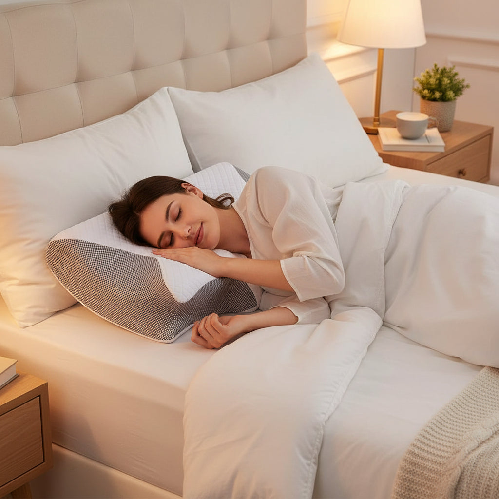 Almohada Viscoelástica Ergonómica para Dormir de Lado