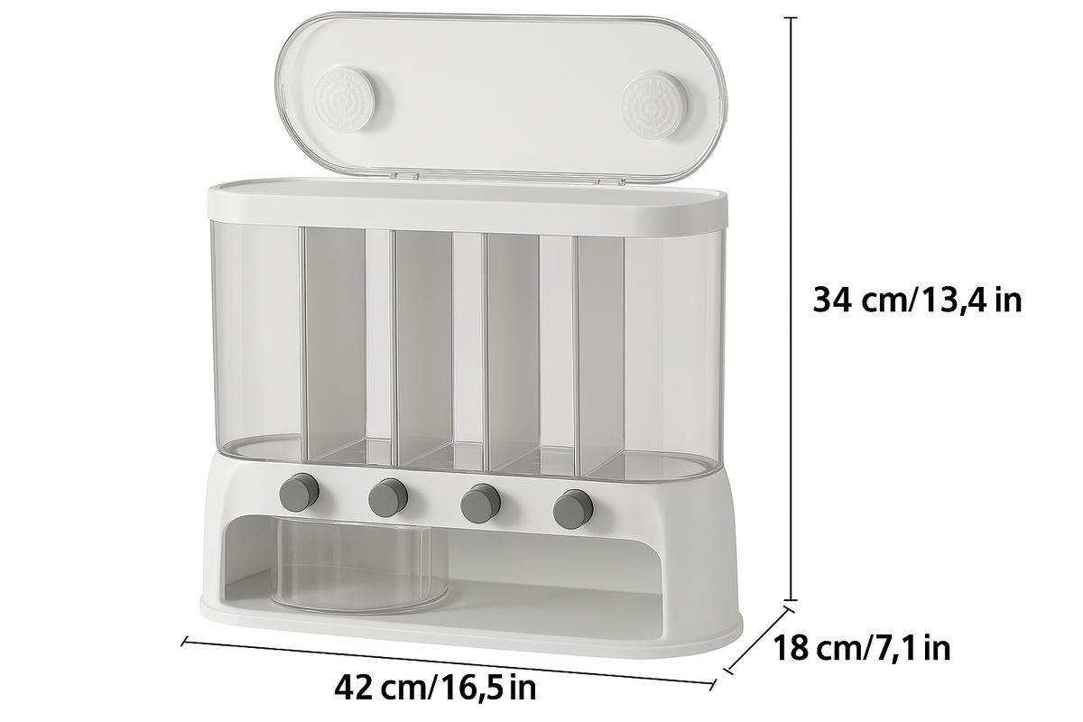 Contenedor Hermético de 5 Compartimentos para Cereales
