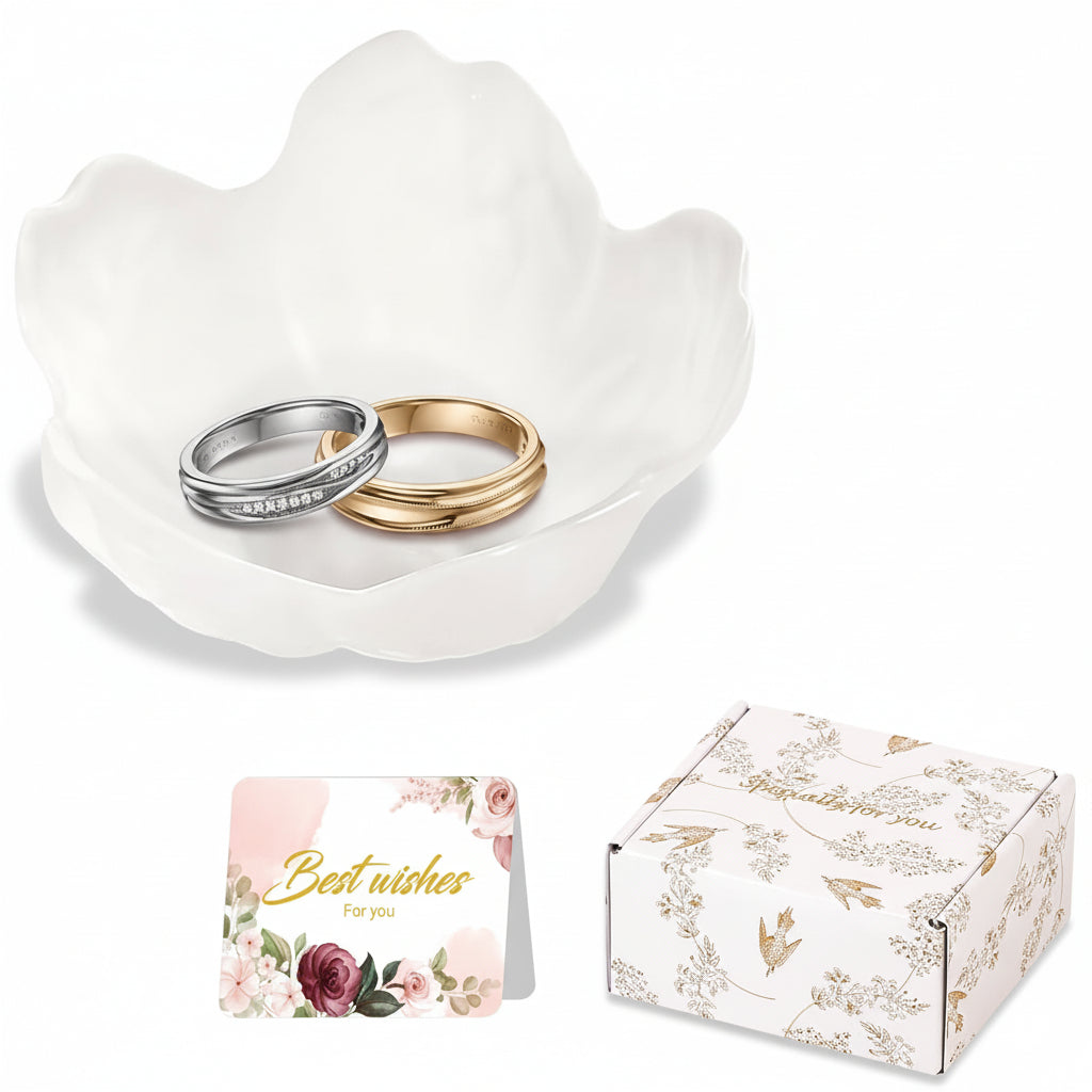 Joyero de Cerámica con Forma de Flor para Anillos