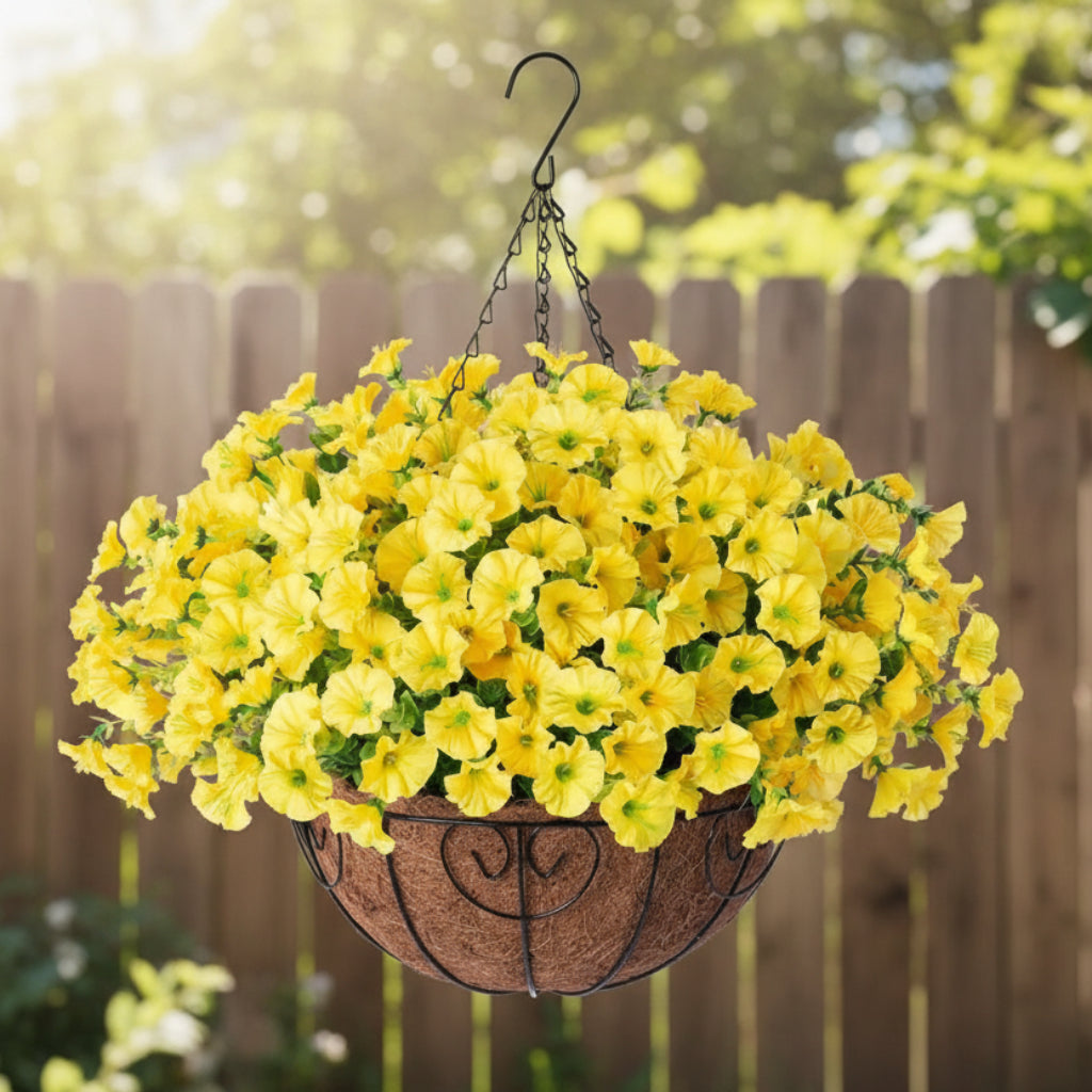 Cesta Colgante de Flores Artificiales de Seda, 6 Colores
