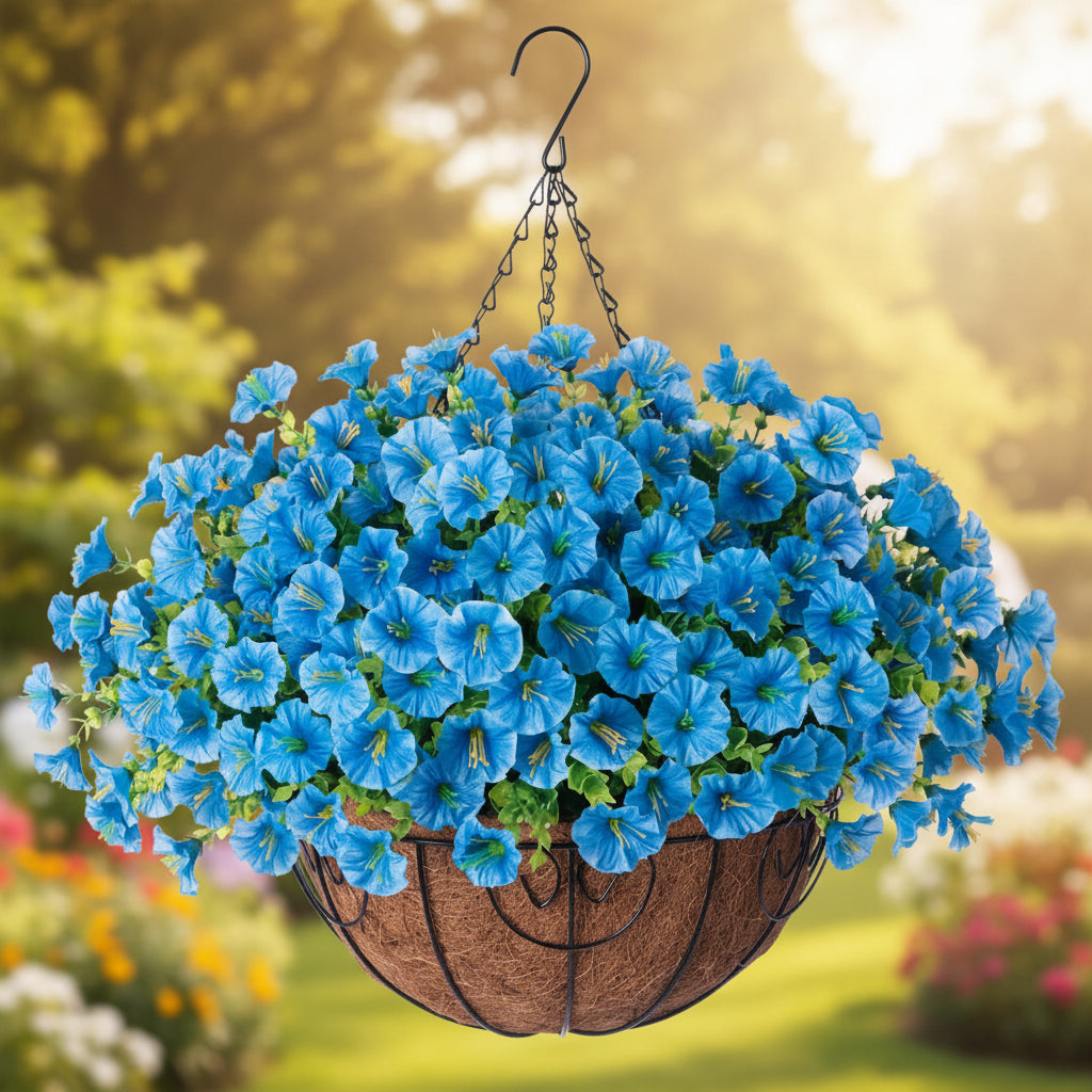 Cesta Colgante de Flores Artificiales de Seda, 6 Colores
