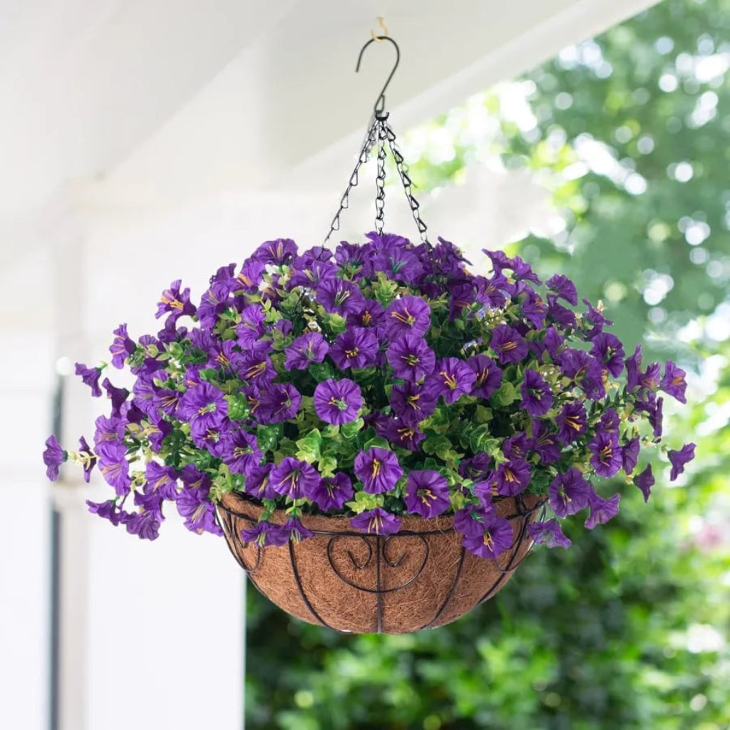 Cesta Colgante de Flores Artificiales de Seda, 6 Colores