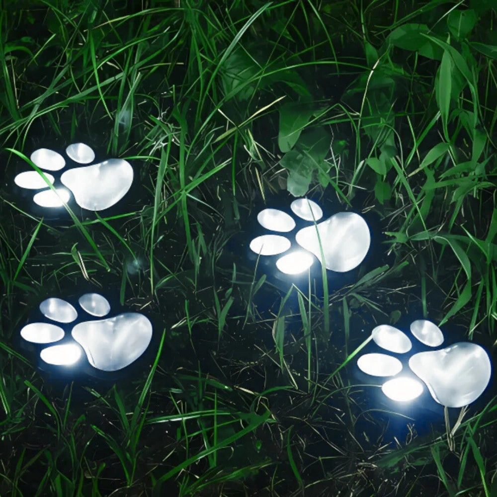 Luces Solares con Huella de Pata para Caminos de Jardín