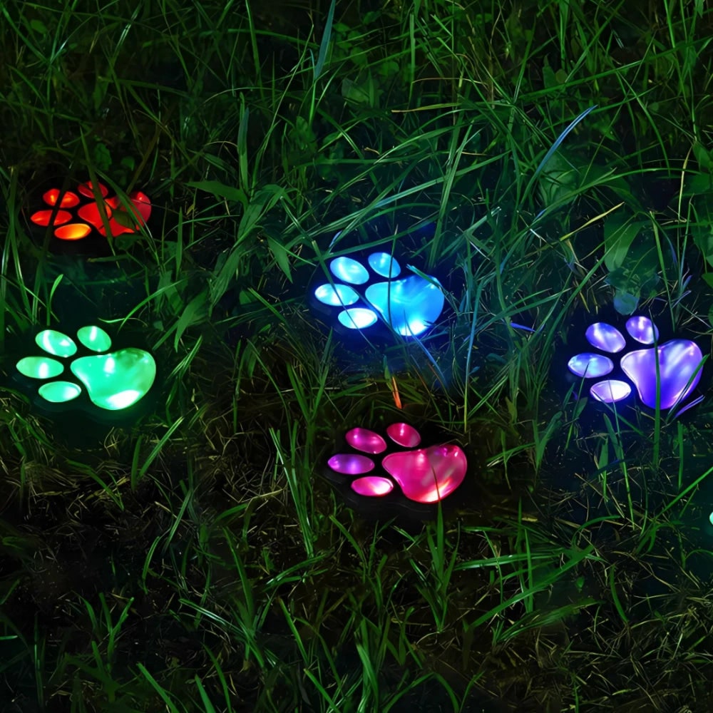 Luces Solares con Huella de Pata para Caminos de Jardín