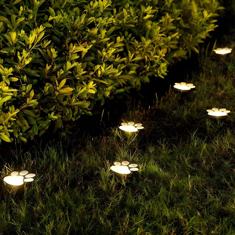 Luces Solares con Huella de Pata para Caminos de Jardín