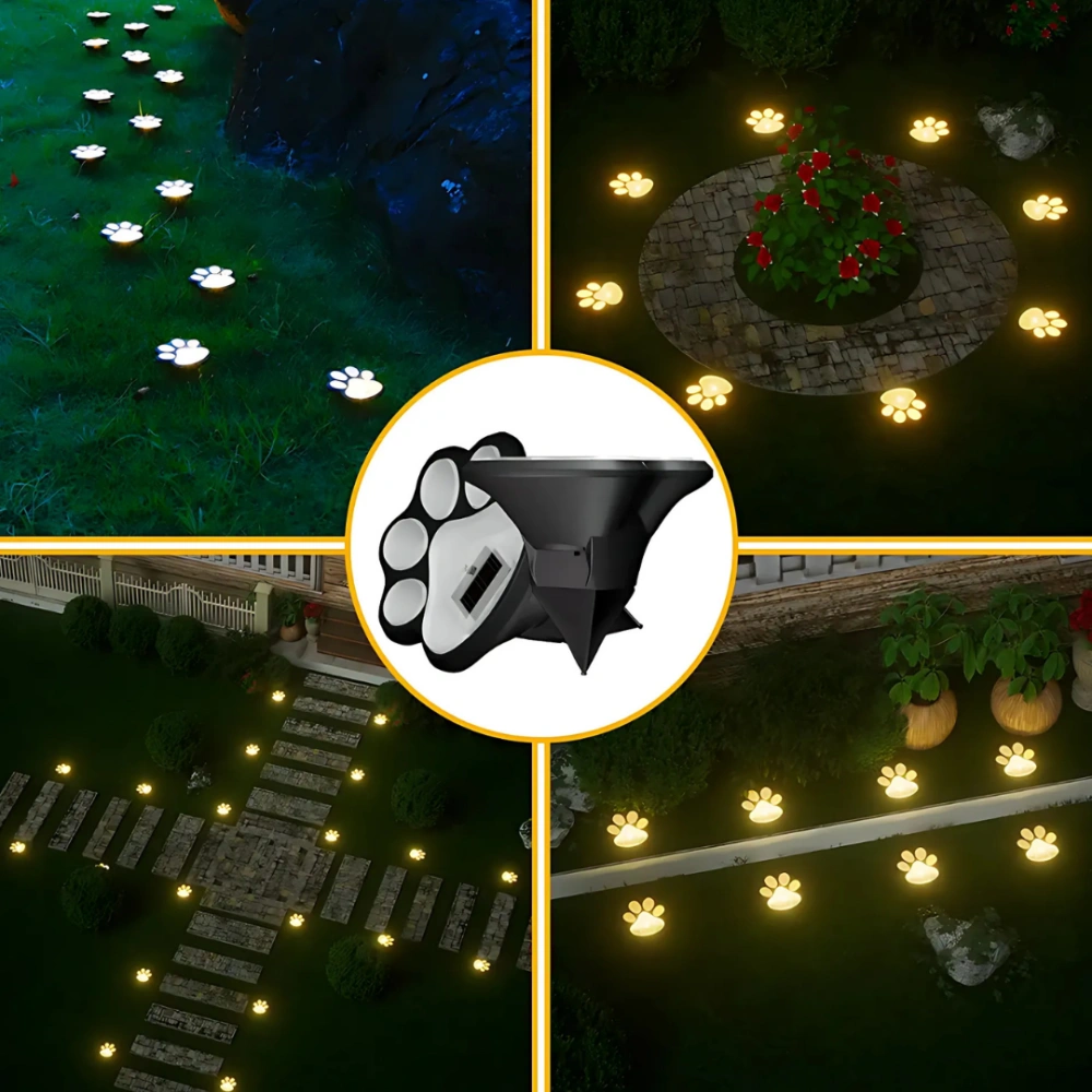 Luces Solares con Huella de Pata para Caminos de Jardín
