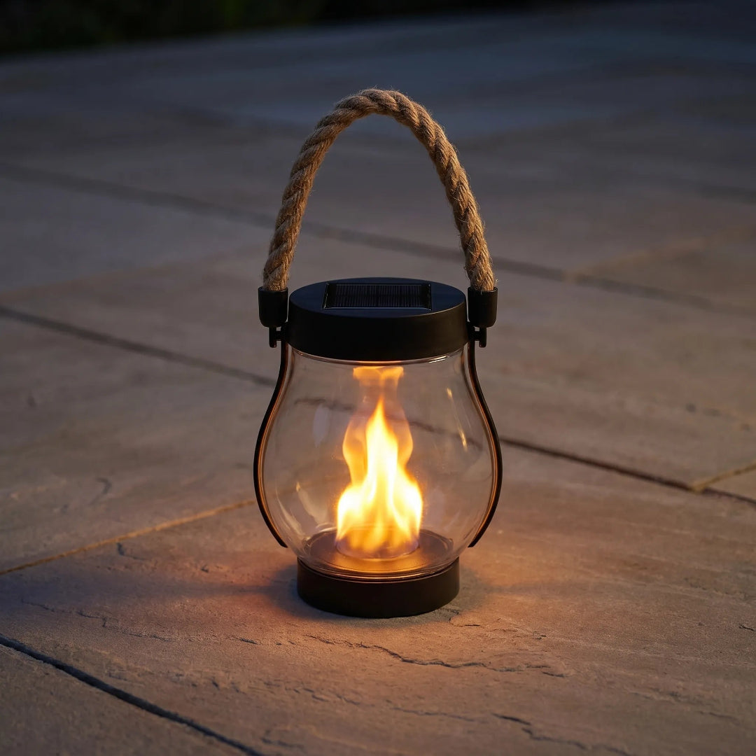Farol Solar Colgante con Efecto Llama Parpadeante Exterior
