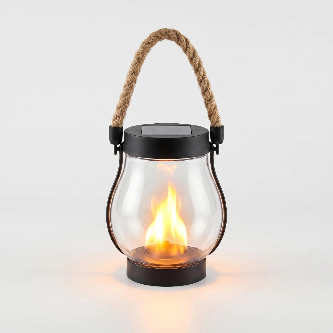 Farol Solar Colgante con Efecto Llama Parpadeante Exterior