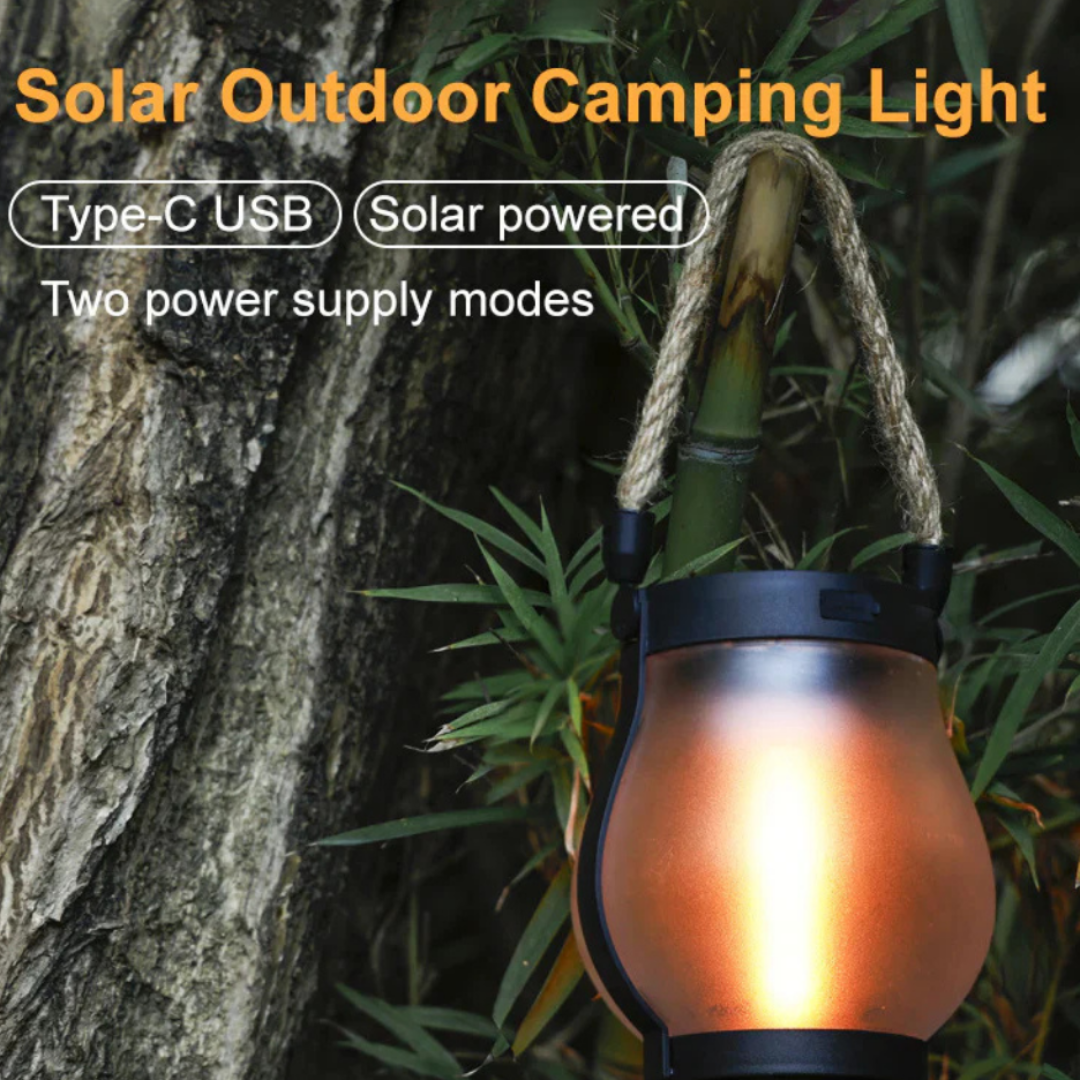 Farol Solar Colgante con Efecto Llama Parpadeante Exterior