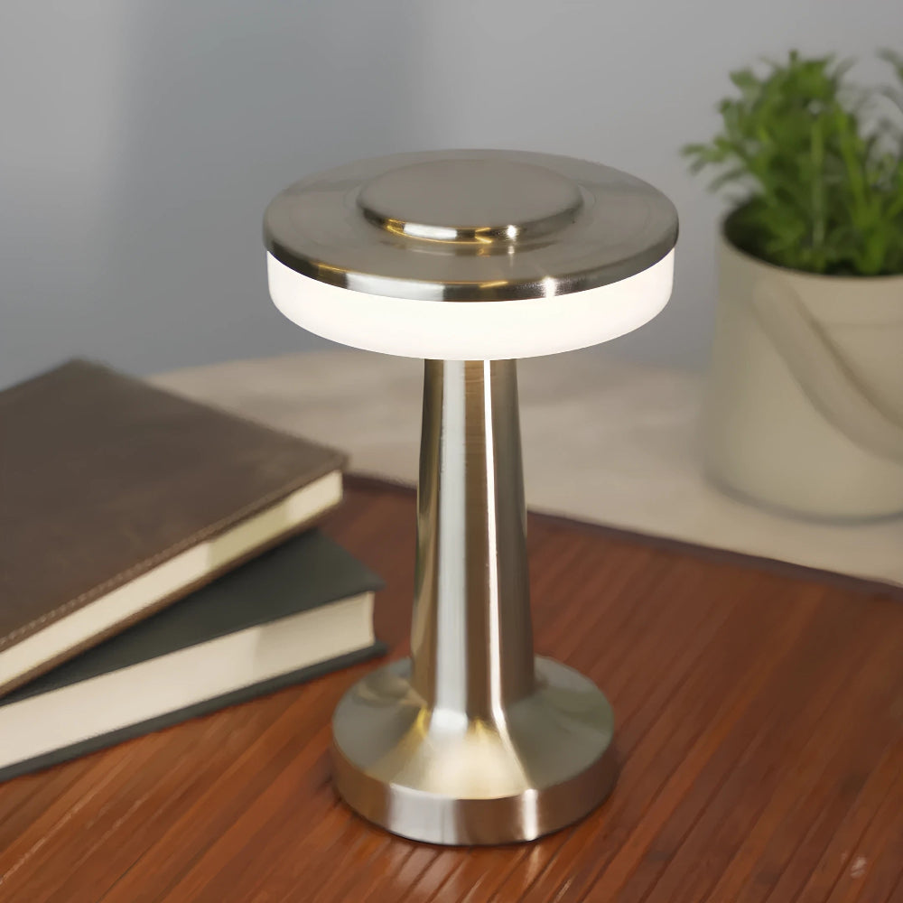 Lámpara de Mesa Metálica Inalámbrica Recargable Regulable