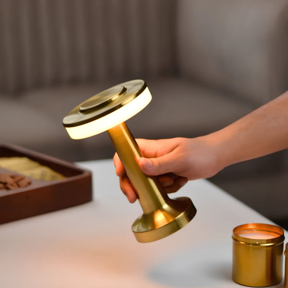 Lámpara de Mesa Metálica Inalámbrica Recargable Regulable