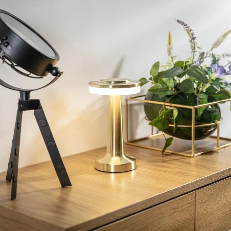 Lámpara de Mesa Metálica Inalámbrica Recargable Regulable