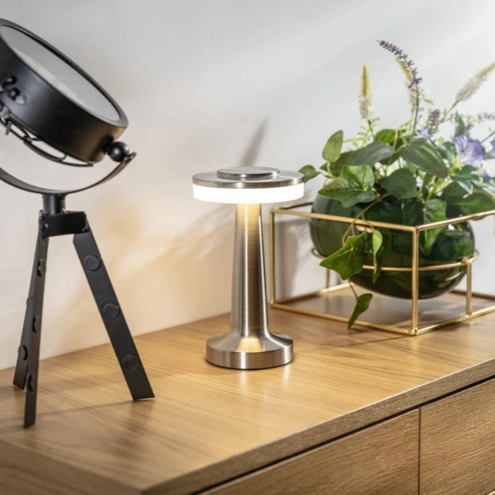 Lámpara de Mesa Metálica Inalámbrica Recargable Regulable