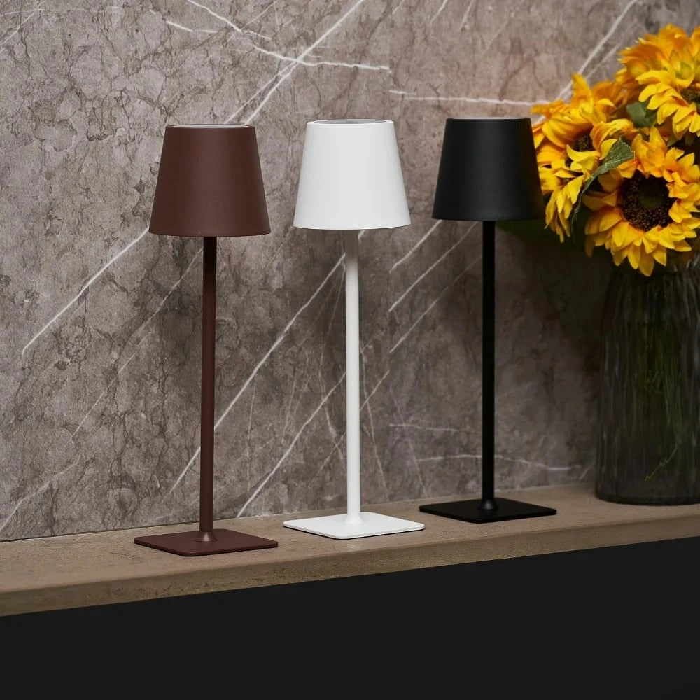 Lámpara de Mesa Inalámbrica de Metal Mate Táctil Recargable