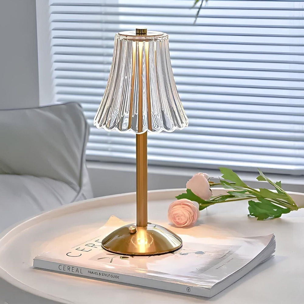 Lámpara de Mesa de Cristal Inalámbrica Recargable Regulable