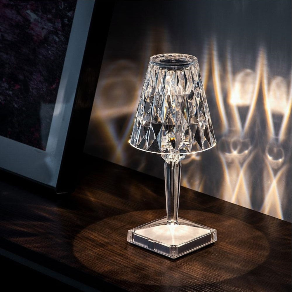 Lámpara de Mesa de Cristal Recargable Táctil con Luz LED