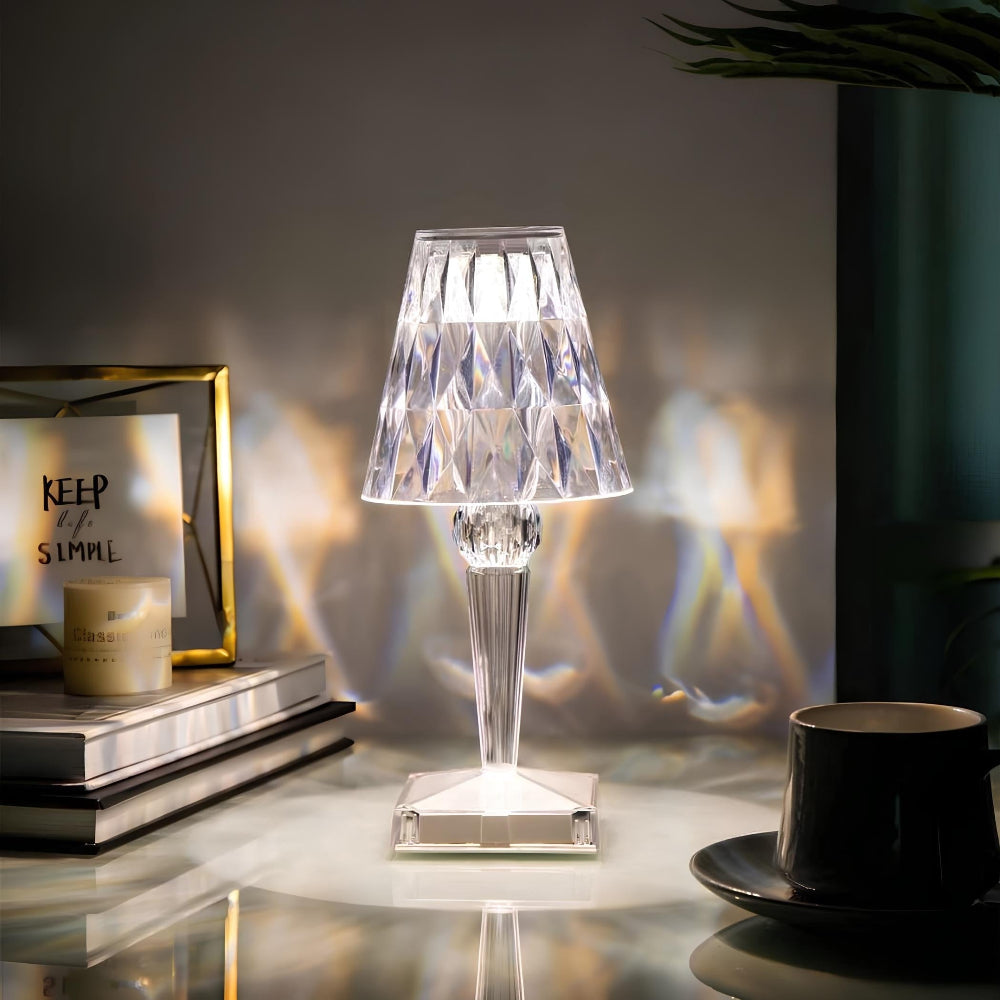 Lámpara de Mesa de Cristal Recargable Táctil con Luz LED
