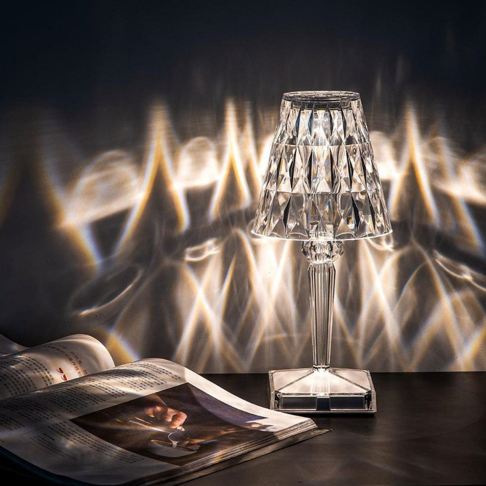 Lámpara de Mesa de Cristal Recargable Táctil con Luz LED
