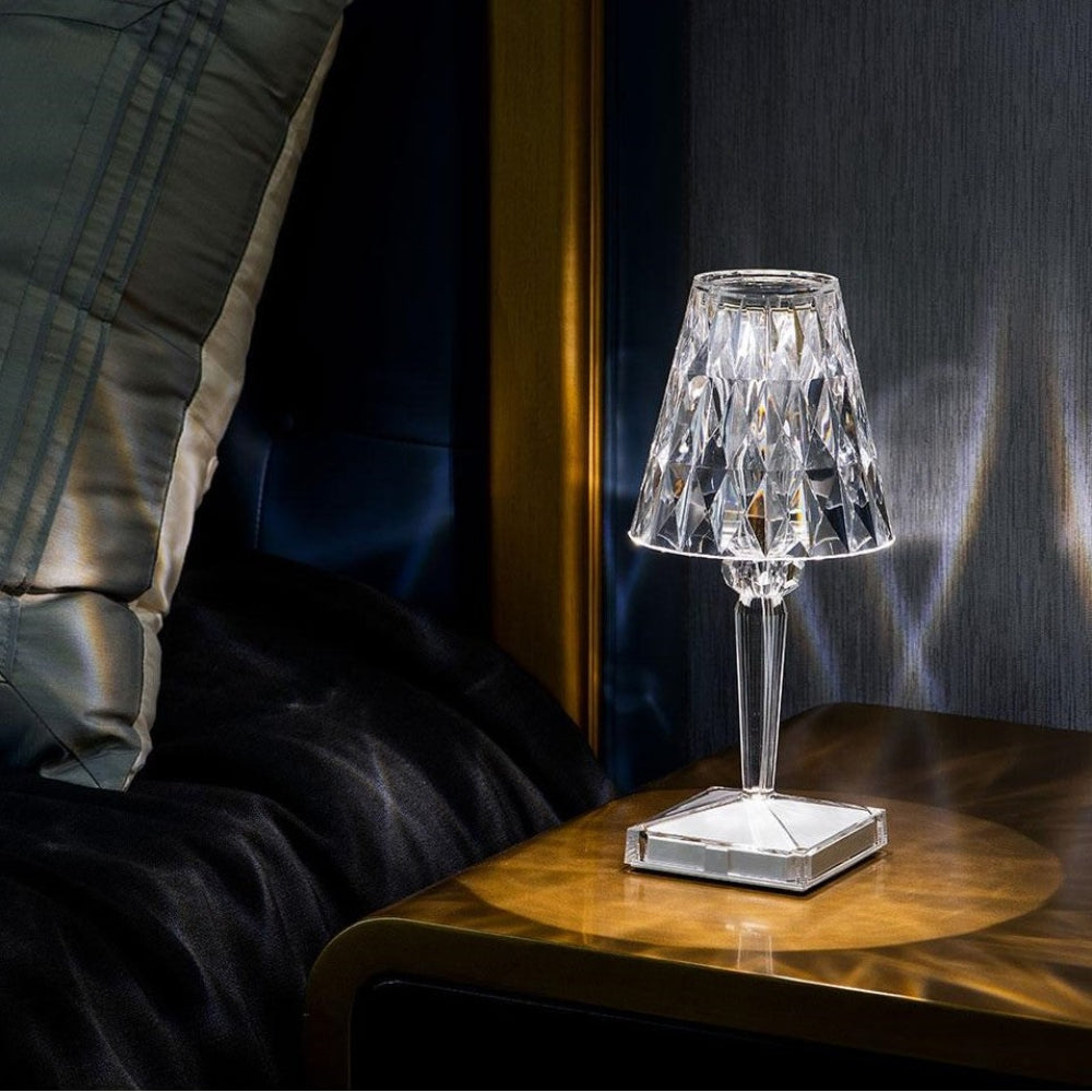 Lámpara de Mesa de Cristal Recargable Táctil con Luz LED
