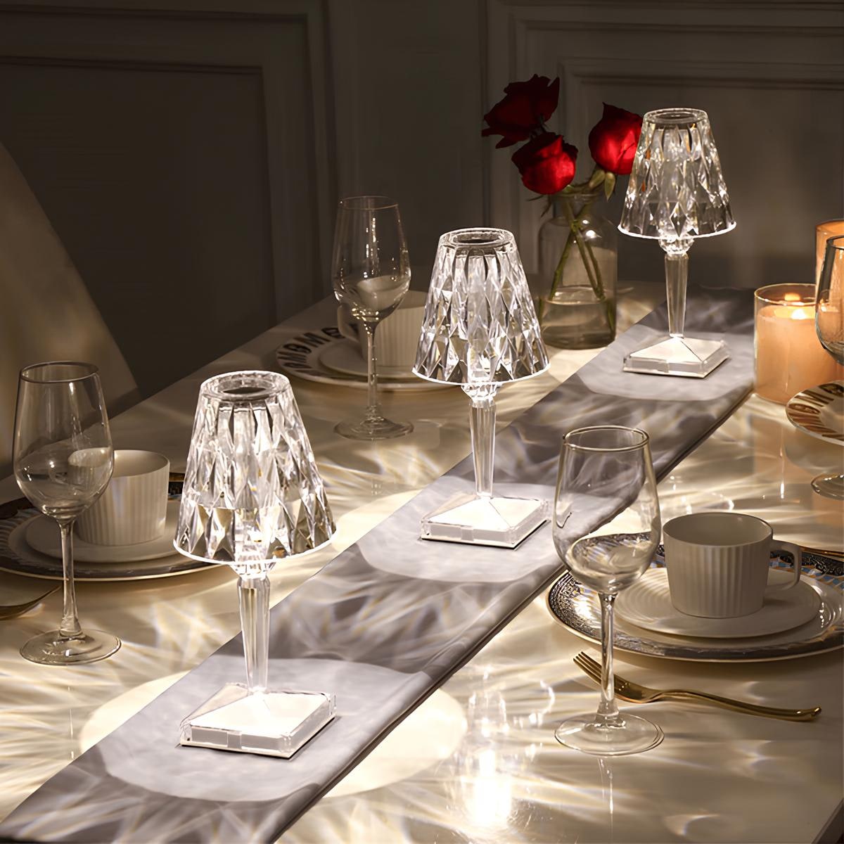 Lámpara de Mesa de Cristal Recargable Táctil con Luz LED