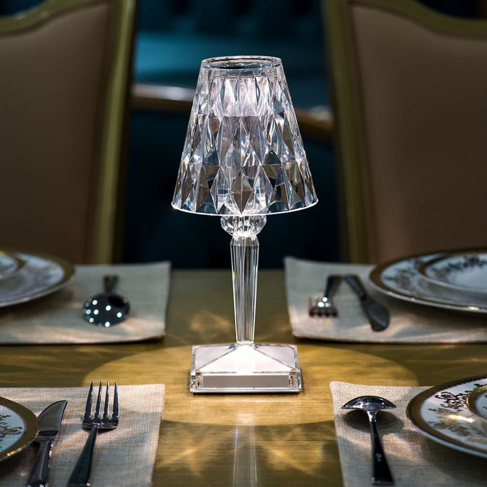 Lámpara de Mesa de Cristal Recargable Táctil con Luz LED