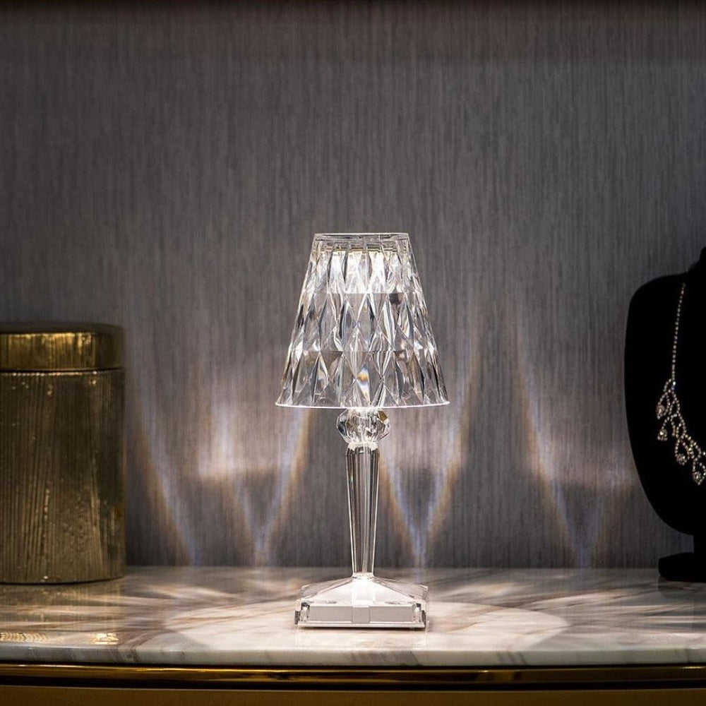 Lámpara de Mesa de Cristal Recargable Táctil con Luz LED