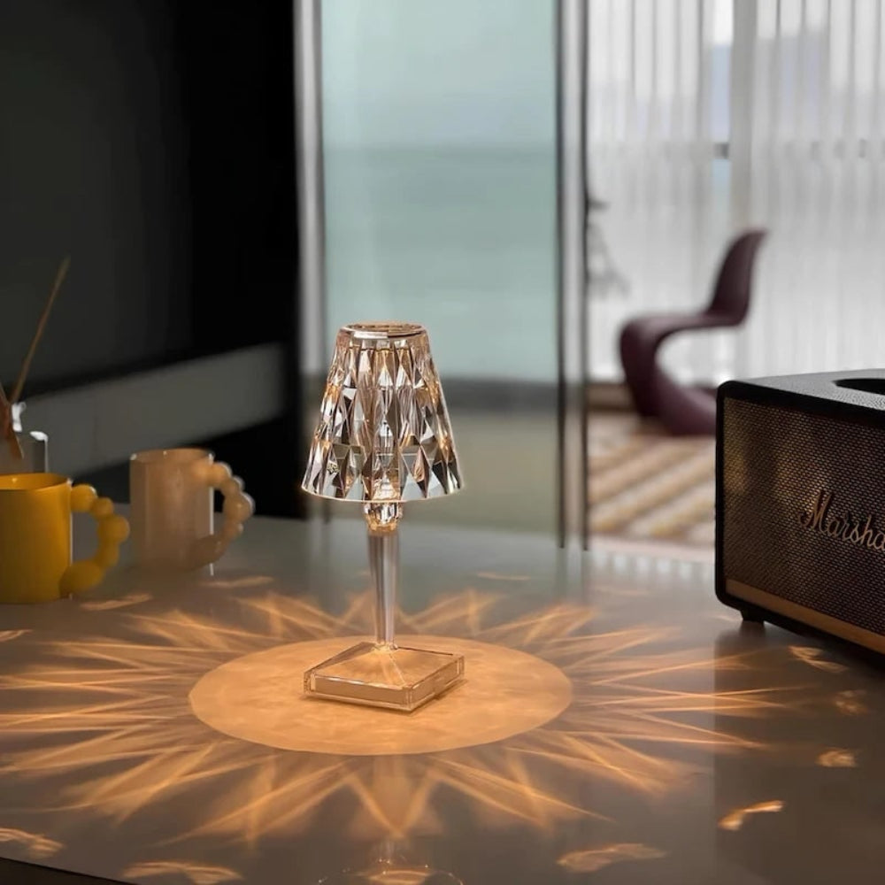 Lámpara de Mesa de Cristal Recargable Táctil con Luz LED