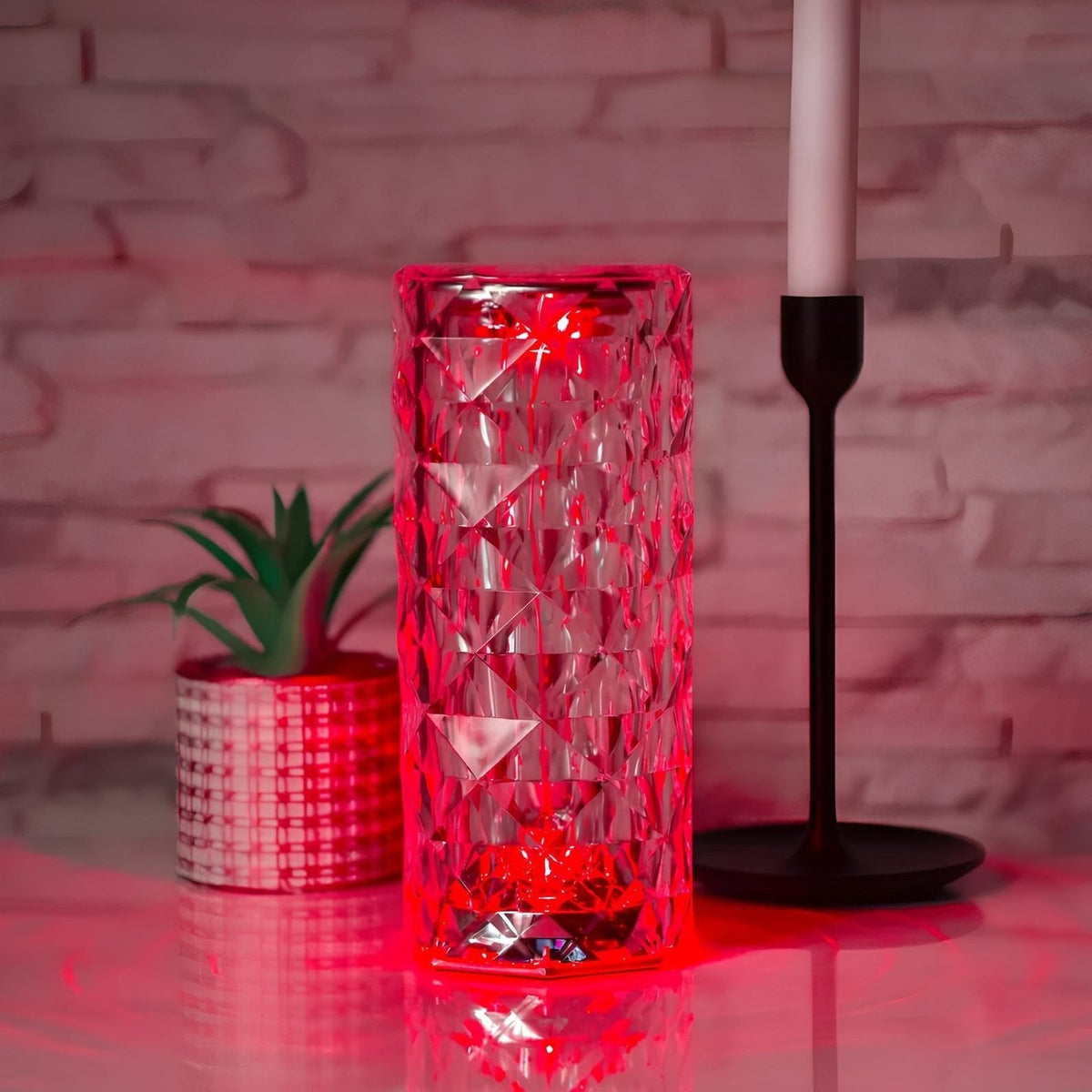 Lámpara de Mesa Táctil Regulable Recargable Efecto Cristal
