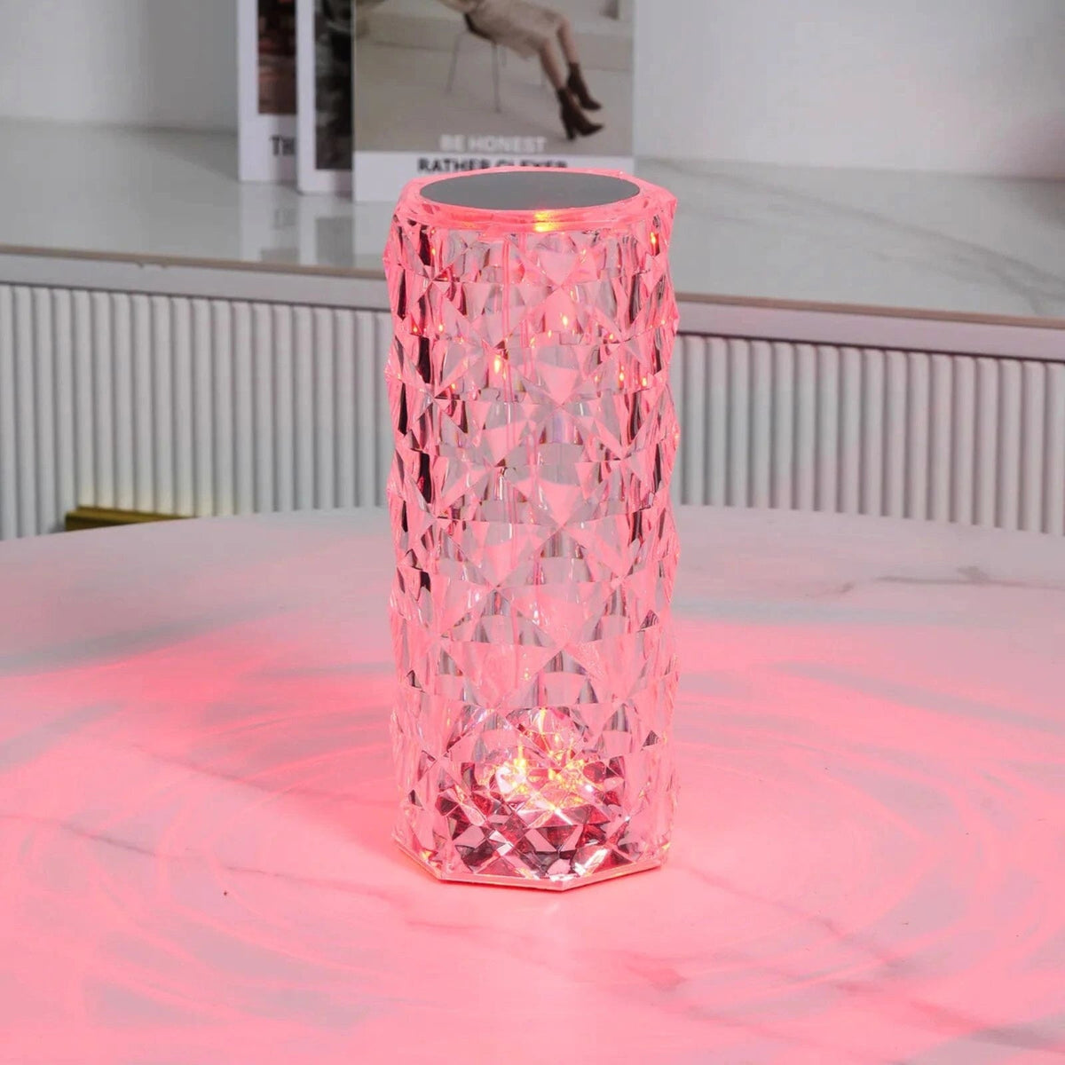 Lámpara de Mesa Táctil Regulable Recargable Efecto Cristal