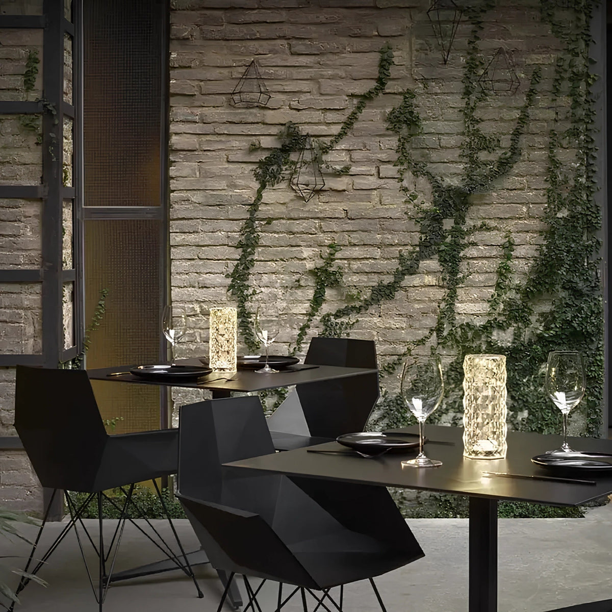 Lámpara de Mesa Táctil Regulable Recargable Efecto Cristal