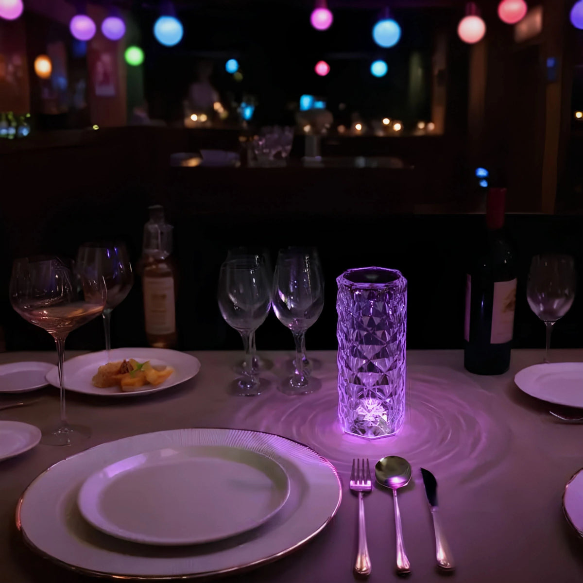 Lámpara de Mesa Táctil Regulable Recargable Efecto Cristal