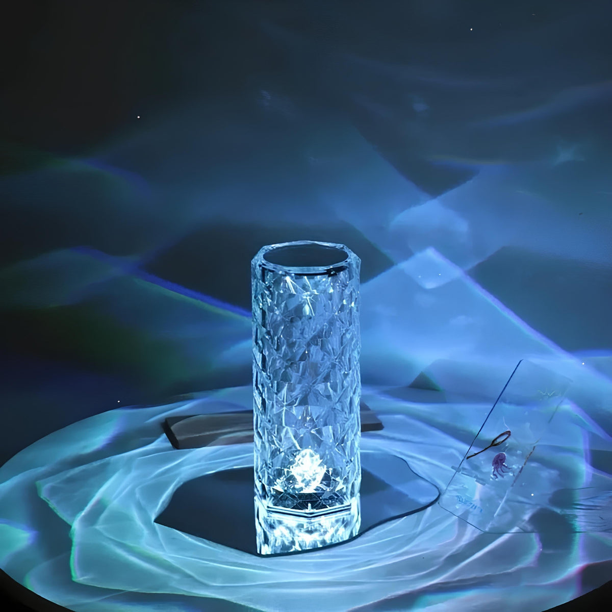Lámpara de Mesa Táctil Regulable Recargable Efecto Cristal