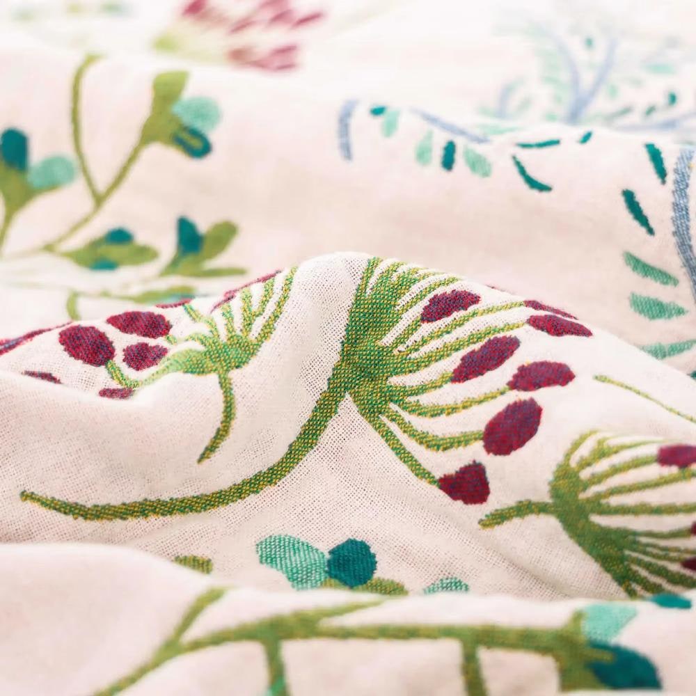 Manta de Algodón Esponjosa con Diseño Floral, Verde o Blanca