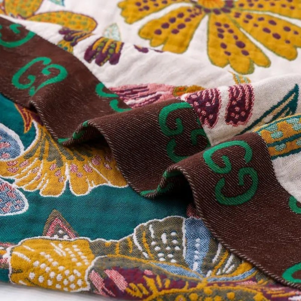 Manta Reversible de Algodón con Estampado Floral, 3 Tamaños
