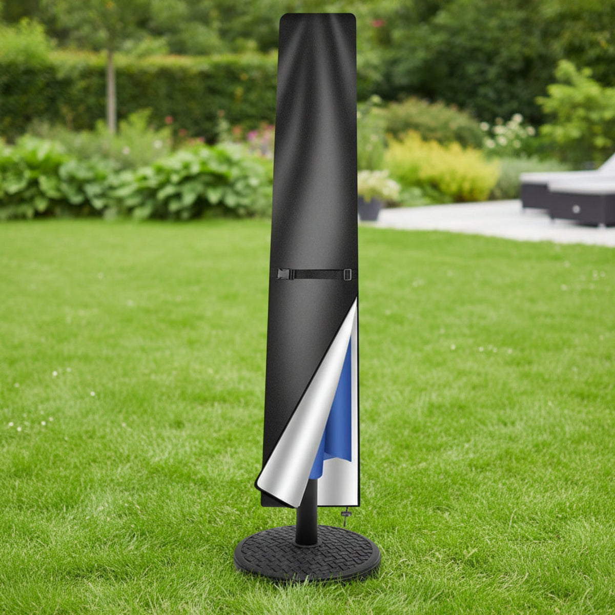 Funda para Sombrilla de Jardín Impermeable, Gris Verde Negro