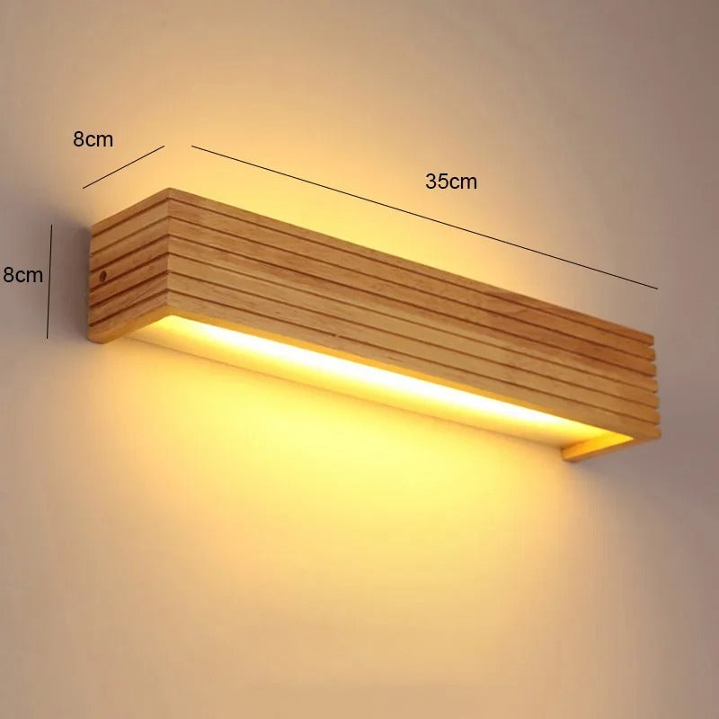 Aplique de Pared LED de Madera Minimalista para Dormitorio