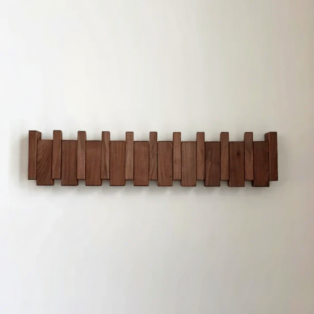 Perchero de Pared de Madera Estilo Piano, 4, 6 u 8 Ganchos