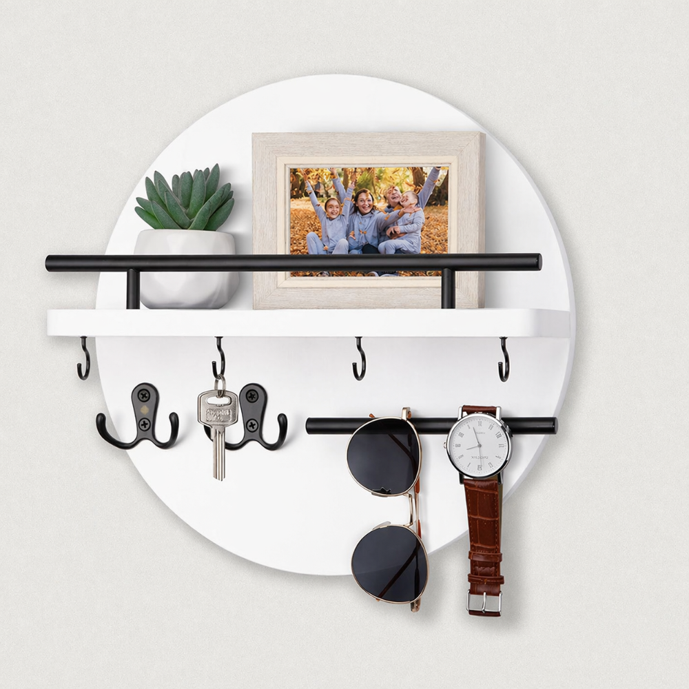 Organizador de Llaves Redondo de Madera para Pared Elegante