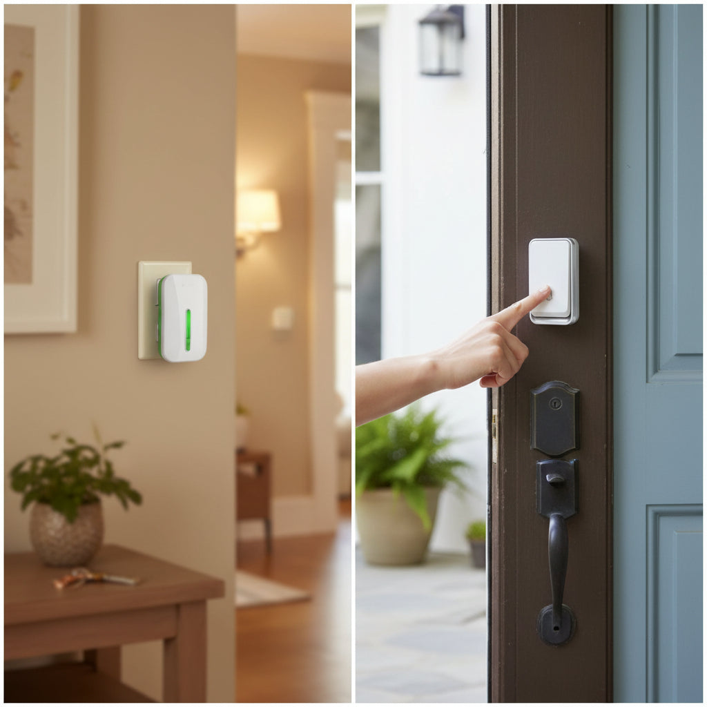 Timbre Inalámbrico para Puerta Impermeable Sin Pilas, Kit